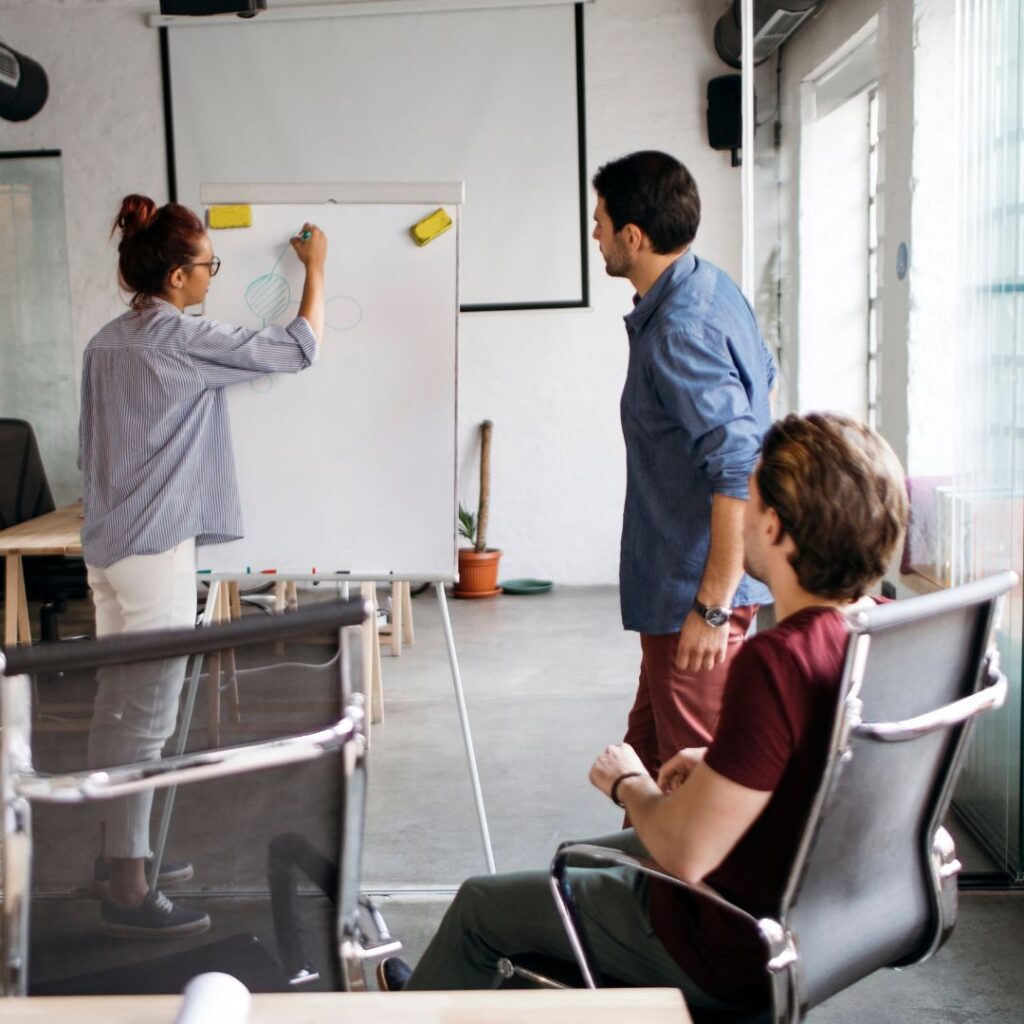person giving presentation at work